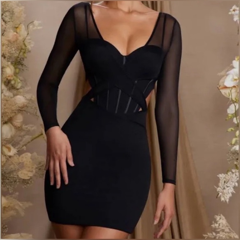 NEW Oh Polly Black Layered Corset Mini Dress